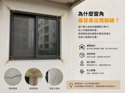 窗角裂縫原因有哪些？了解裂縫成因，才能做好窗角補強