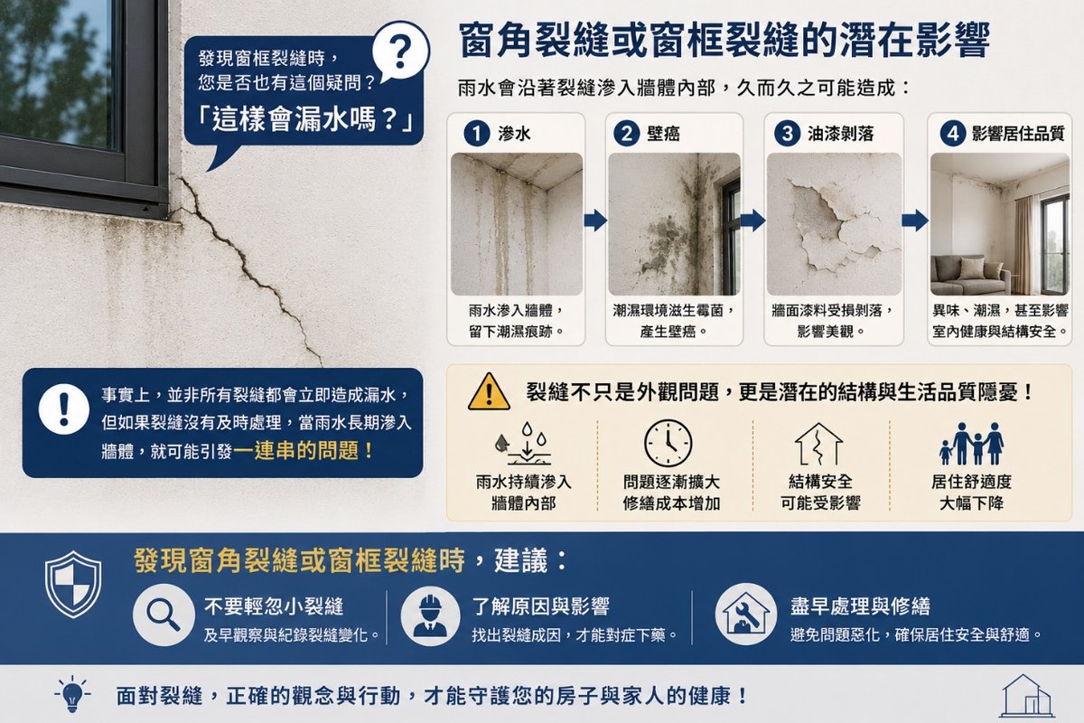 窗框裂縫會漏水嗎