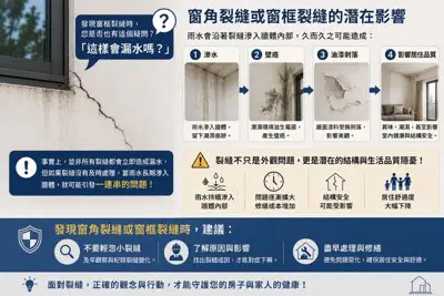 窗框裂縫會漏水嗎？別讓小裂縫變成壁癌與滲水的開始